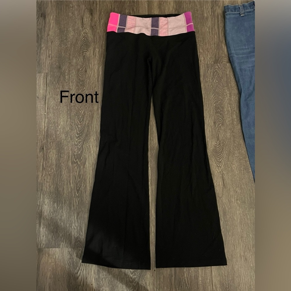 lululemon athletica Black Pants with Pink Waistband